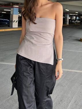 Taupe Fold-Over Strapless Camisole